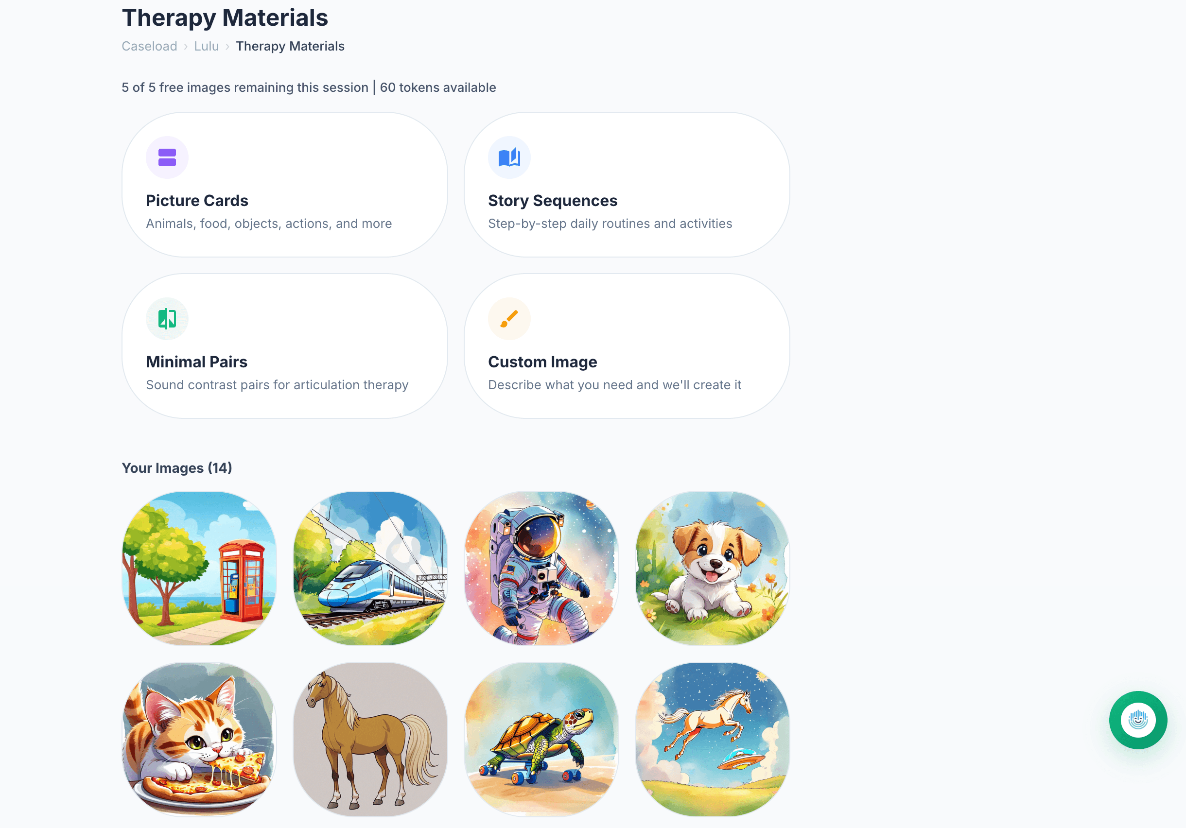 EASI therapy material tools for picture cards, story sequences, minimal pairs, and custom images