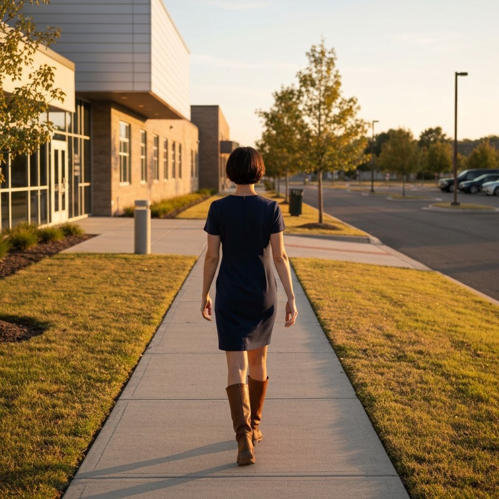 SLP walking home at reasonable hour during golden sunset